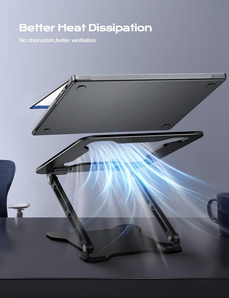 LOXP Adjustable Laptop Stand for Desk, Metal Foldable Laptop Riser, Ventilated Cooling Bracket, Ergonominc Computer Notebook Stand for Desk Compatible with 10-15.6“ Laptops - Image 4